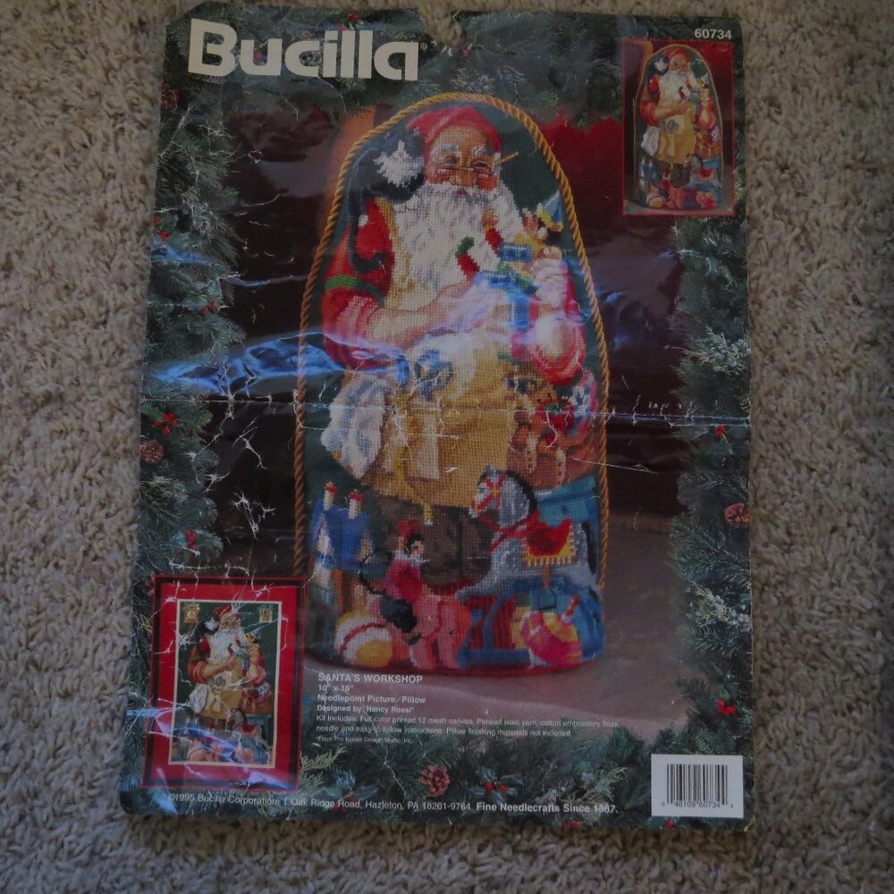 Needlepoint Santa Pillow or Picture